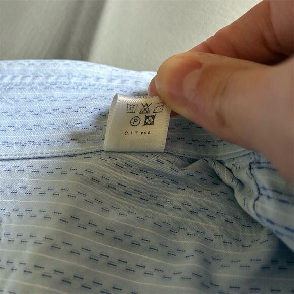 Emporio Armani Men's Blue Striped Long Sleeve‎ Button-Up Shirt M - Picture 14 of 16